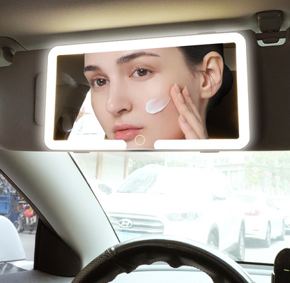 CarGlam LED™ – samochodowe lusterko do makijażu z podświetleniem HD, montaż na osłonie przeciwsłonecznej