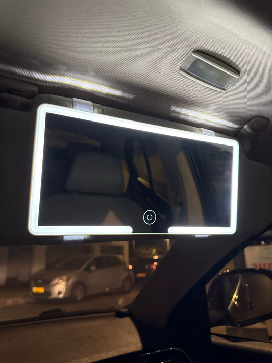 CarGlam LED™ – samochodowe lusterko do makijażu z podświetleniem HD, montaż na osłonie przeciwsłonecznej